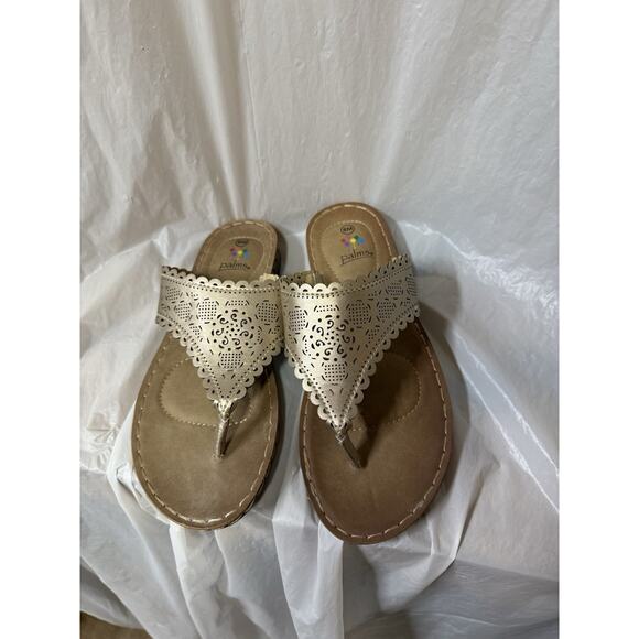 Palms Womens Gold Leather Sandals Size 8M "Perforated Flex" - Picture 2 of 4
